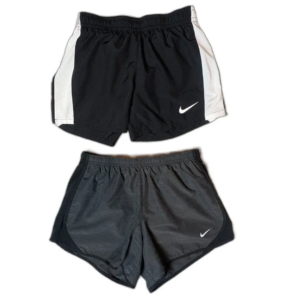 Girls Nike Dri-Fit Tempo Running Shorts Black&Gray Bundle of 2 Youth LG